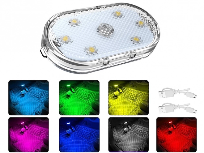 Bezdrôtová RGB LED lampička na auto