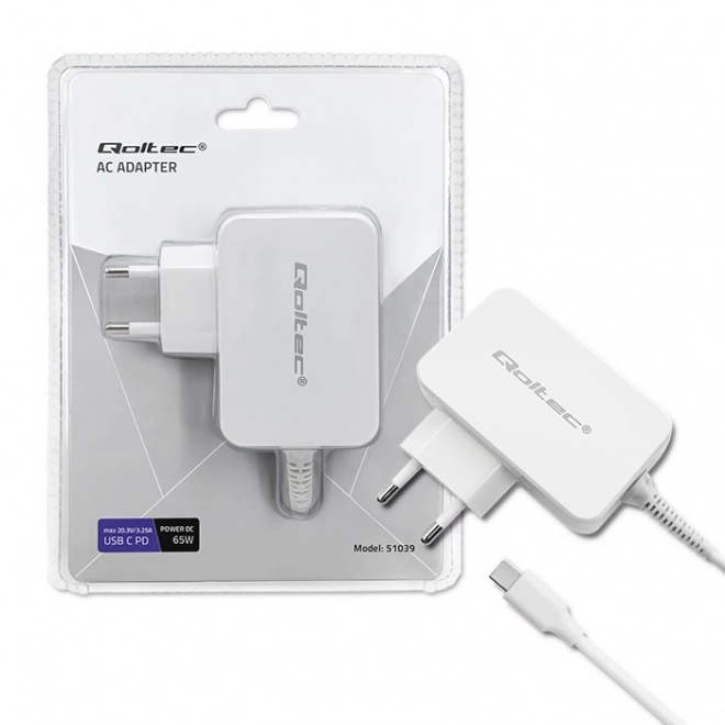 Sieťový adaptér USB-C 65W s technológiou Power Delivery biely