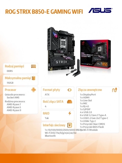 Herná základná doska ROG Strix B850-E WiFi