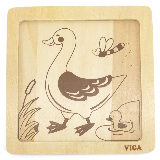 Viga drevené puzzle kačička
