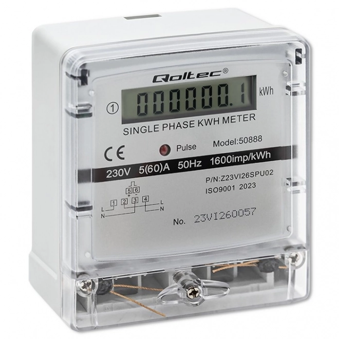 Jednofázový elektromer Qoltec 230V s LCD displejom