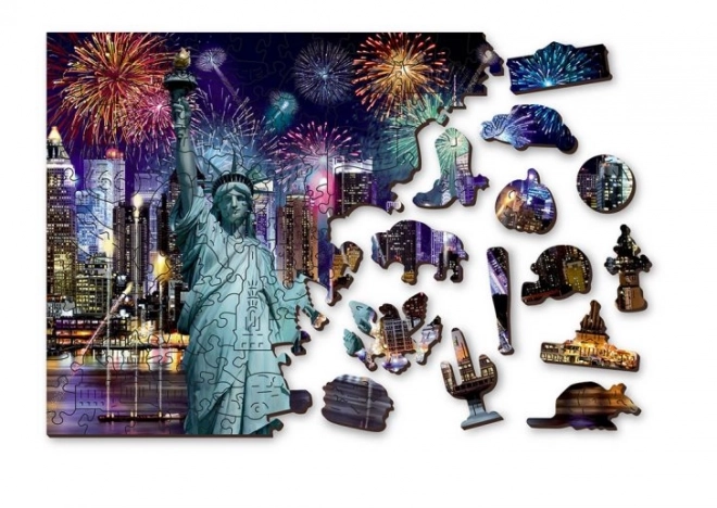 Drevené puzzle 3D - New York v noci L, 400 dielikov