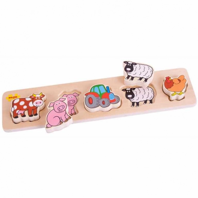 Bigjigs Baby drevené puzzle farma