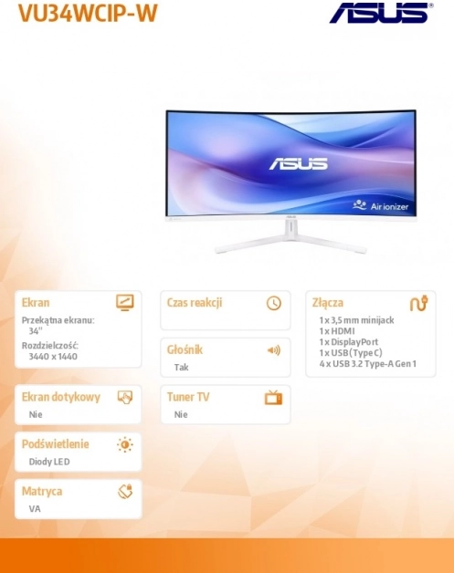 Monitor LG UltraWide 34'' WQHD 100Hz USB-C