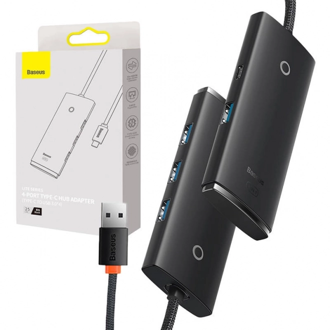 4-portový USB-C adaptér Baseus OS-Lite čierny