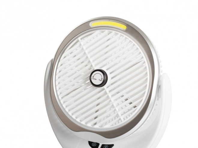 Bezdrôtový stojaci stolový ventilátor dobíjateľné led svetlo – Biela
