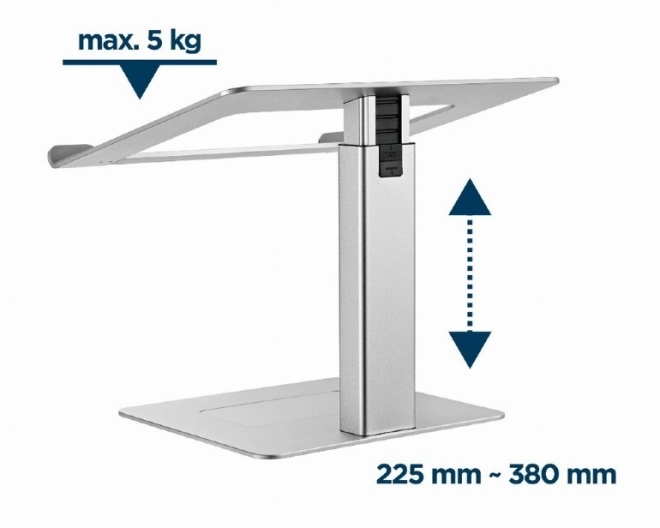 Ergonomická strieborná stojan na notebook s nastaviteľnou výškou
