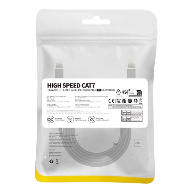 Baseus Cat 7 10Gb Ethernet RJ45 kábel 2m čierny