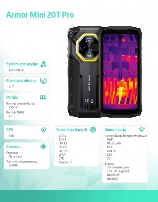 Odolný smartfón Armor Mini 20T Pro s termovíziou