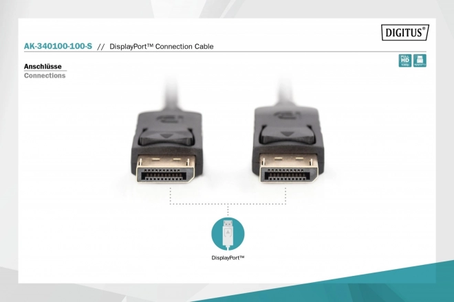 Kábel DisplayPort s uzamknutím 1080p 60Hz FHD 10m Čierny