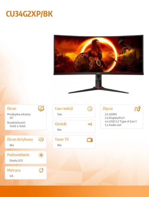 Zakrivený Monitor pre Hráčov 34 palcov 180Hz