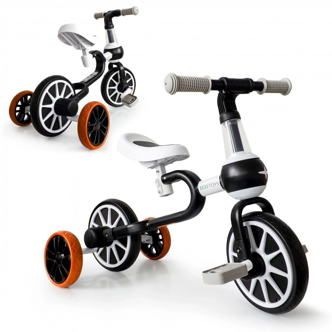 Odrážadlo 4 v 1 s pedálmi a pomocnými kolieskami čierne ECOTOYS