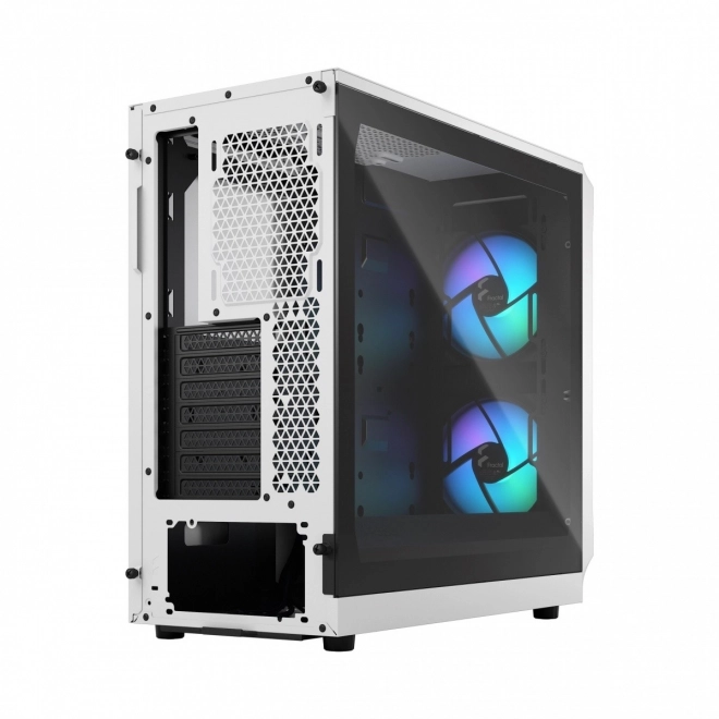 Biela RGB herná skriňa Focus s TG Clear Tint