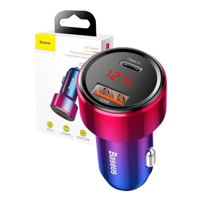 Baseus Magic Car Charger USB USB-C QC 4.0 PD 45W červená modrá