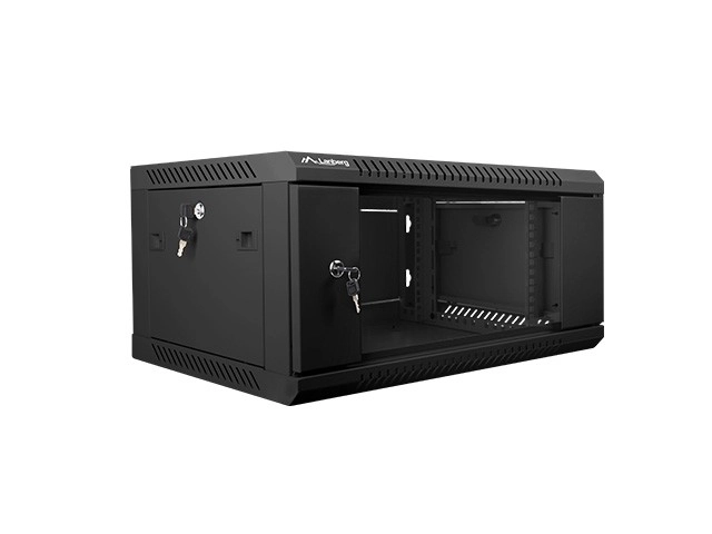 19'' 4U nástenná inštalačná skriňa 600X450mm (sklenené dvere) – Čierna