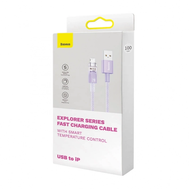 Rýchlonabíjací kábel Baseus USB-A na Lightning Explorer Series 1 m 2,4 A (fialový)