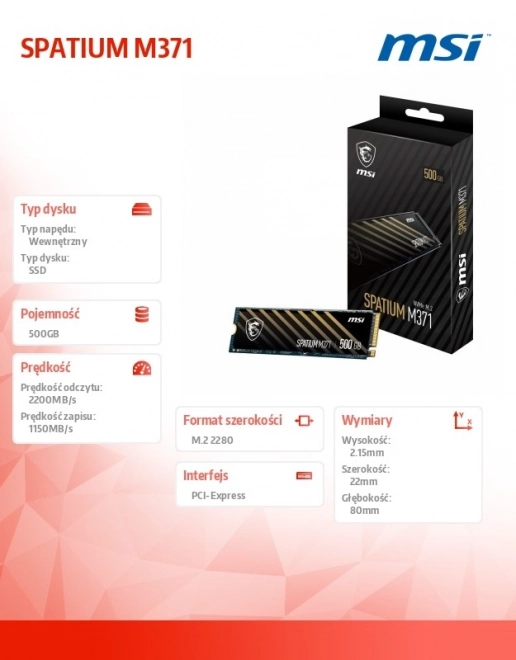 Rýchly SSD disk MSI SPATIUM 500GB PCIe3