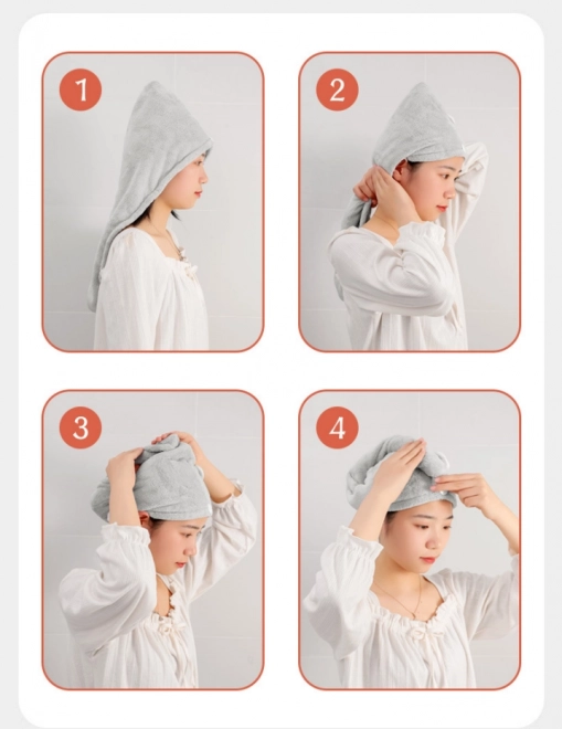 Superabsorpčný uterák na vlasy, turban na vlasy - sivý