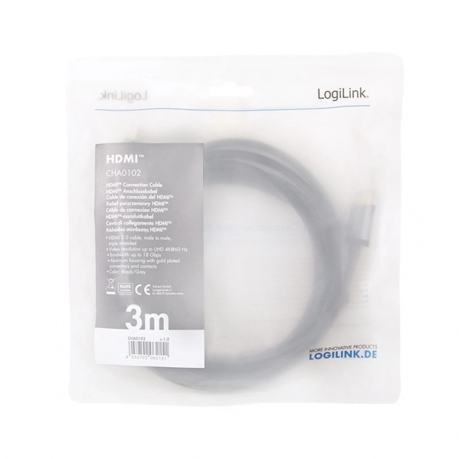 HDMI kábel 4K 60Hz hliníkový 3m čierny