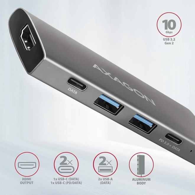 Wielofunkčný USB-C hub AXAGON HMC-5G2 Speedster