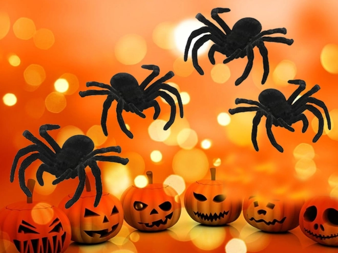 Dekoratívne veľké pavúky na Halloween - 4 kusy