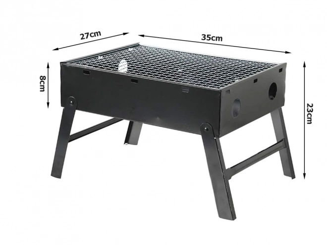 Prenosný skladací gril na drevené uhlie na kempovanie a BBQ