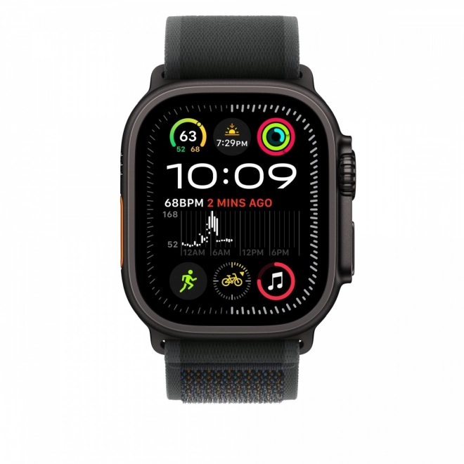 Čierny remienok Trail pre puzdro 49 mm - M/L - titánové prvky