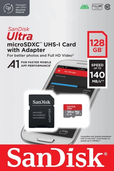 Ultra rýchla microSDXC karta 128GB s adaptérom