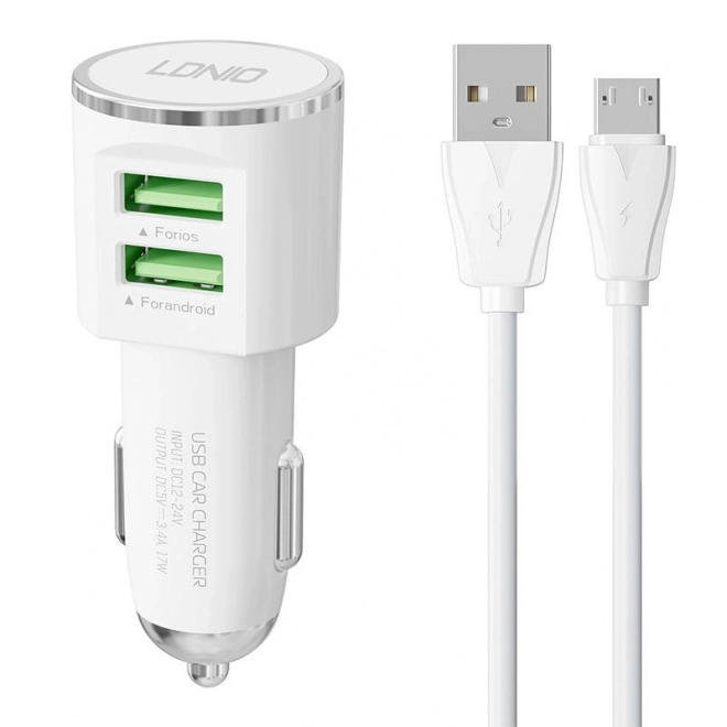 Nabíjačka do auta s 2x USB portom a Micro USB káblom