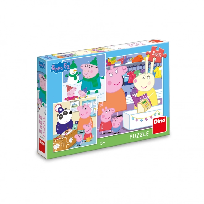 Puzzle Prasiatko Peppa 3x55 dielikov