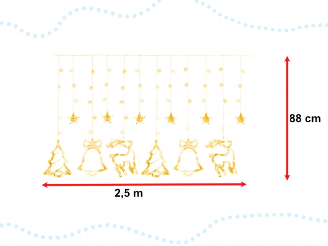 Vianočné LED svetlá - záves s motívom sobov, 2,5m, 138 LED, teplá biela, IP44, 8 režimov