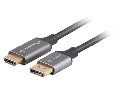 Kábel DisplayPort na HDMI 1.8M 4K čierno-strieborný