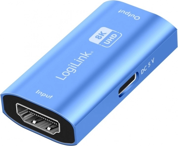 Repeater HDMI 8K/60HZ HDCP2.3, modrý hliník