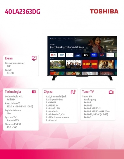 Led televízor 40 palcov Toshiba