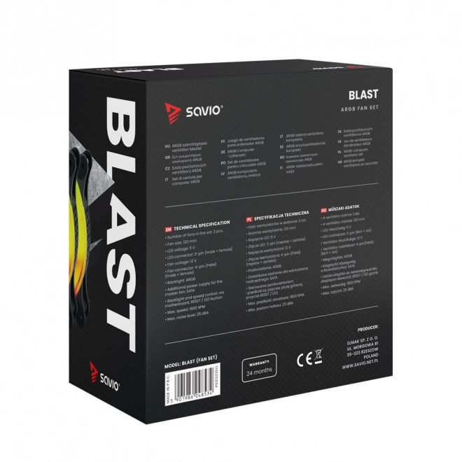 Súprava ventilátorov blast s ARGB ilumináciou 3 x 120mm