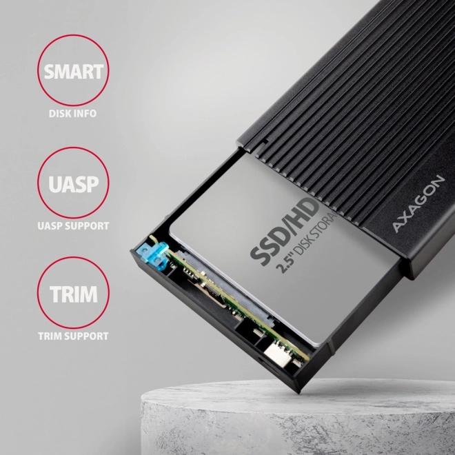 Hliníkové puzdro pre externé disky USB3.2 Gen 2 - SATA 6G 2.5" SSD/HDD