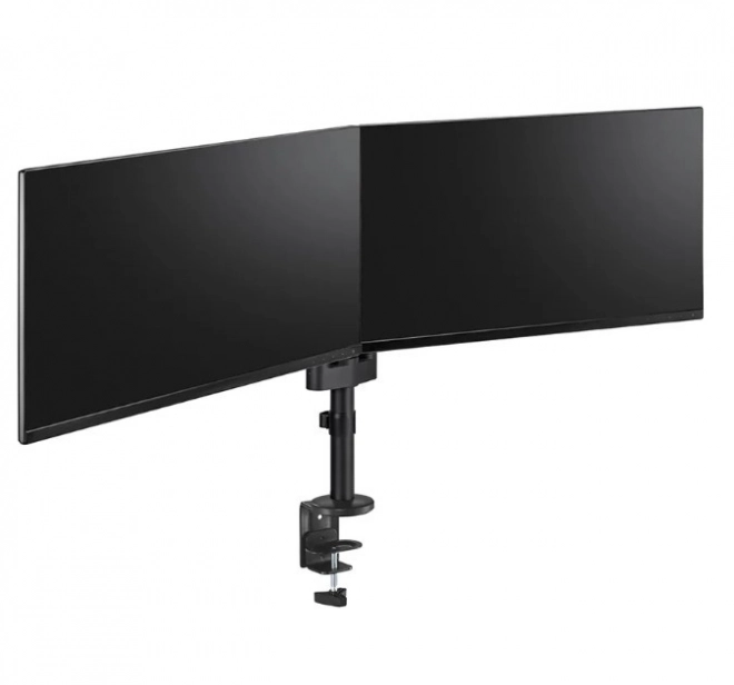 čierny stolový držiak na dva monitory