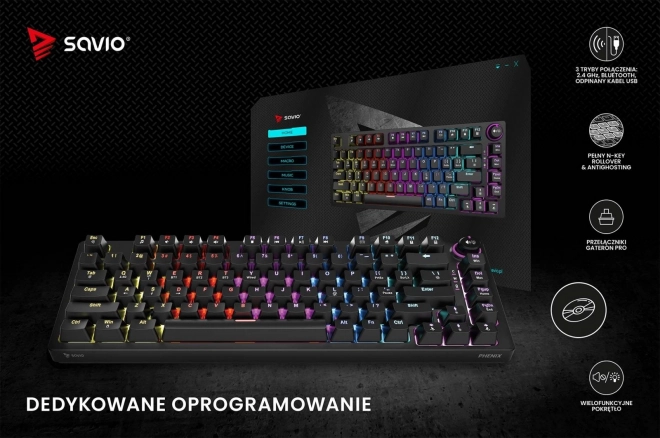 Bezdrôtová mechanická klávesnica Phenix Gateron Red