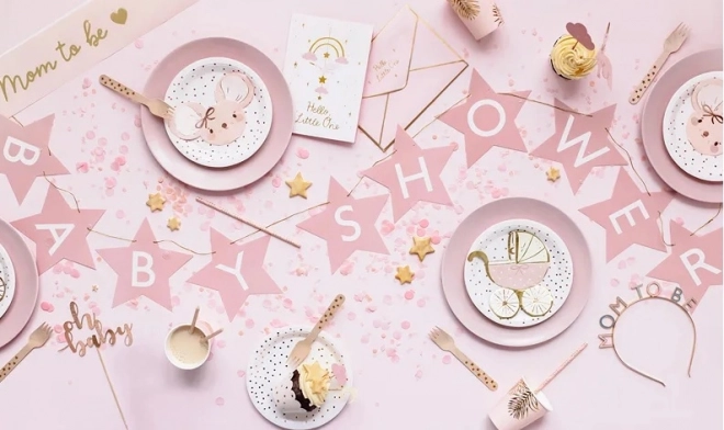 Baner Baby Shower Hviezdičky Rúžový