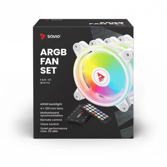 Savio ARGB Ventilátory 120mm 4 balenie s ovládačom a diaľkovým ovládaním