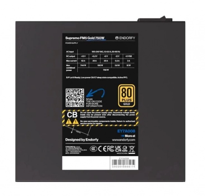 Zlatý napájací zdroj Supremo FM5 750W