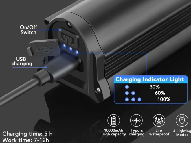 Sada osvetlenia na bicykel USB LED svetlá