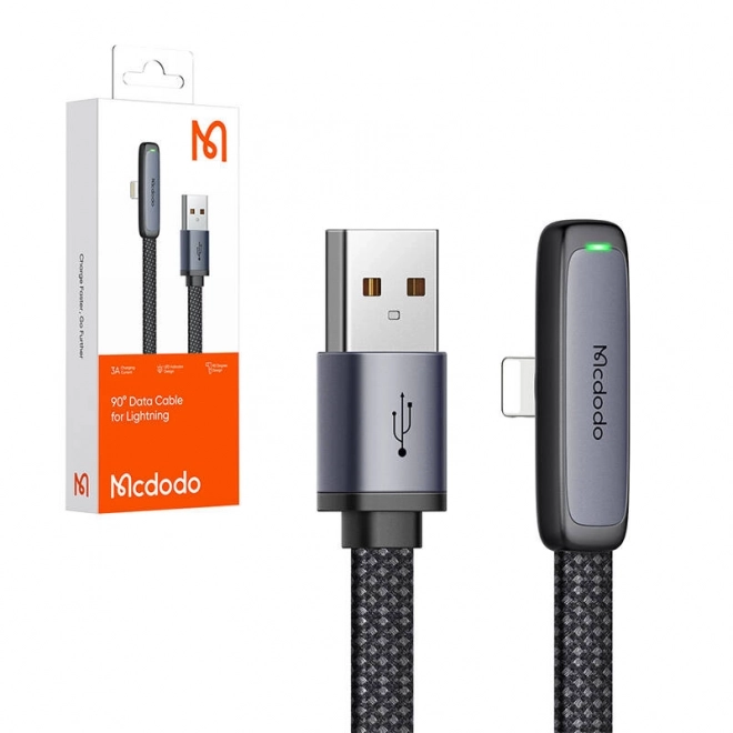 Mcdodo USB-A na Lightning kábel s uhlovým konektorom, 1.8m