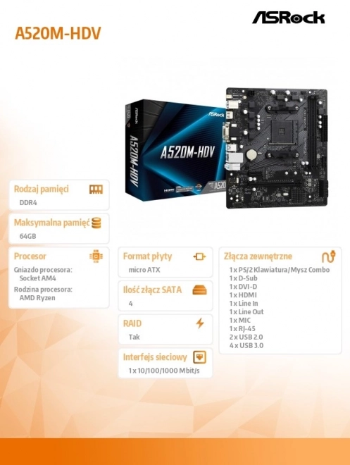 Základná doska ASRock pre AMD AM4 s HDMI/DVI/VGA a M.2