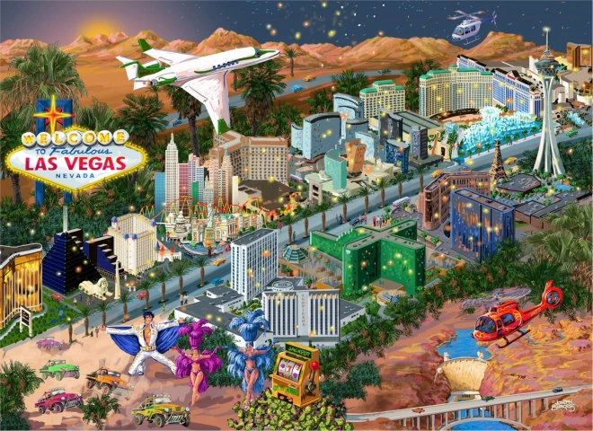 Drevené puzzle Vitajte v Las Vegas 2v1