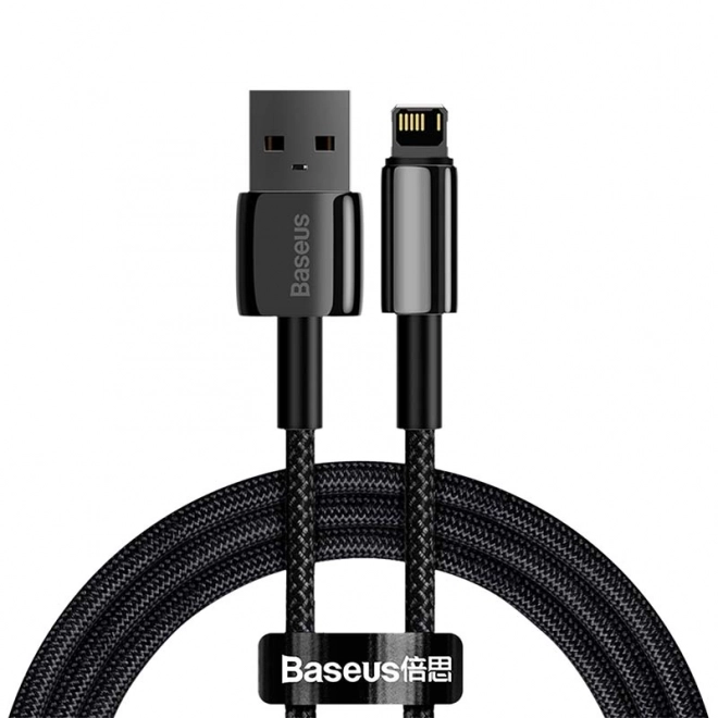 Baseus wolfrámový zlatý rýchlonabíjací kábel USB na iPhone 2,4A čierny 1m