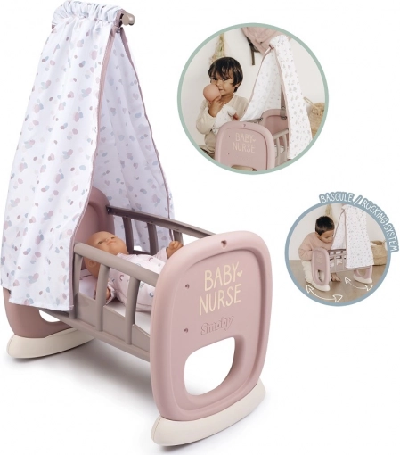 Smoby Baby Nurse kolíska s baldachýnom pre bábiky