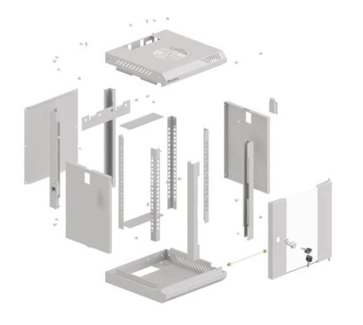 Lanberg 10-palcová nástenná racková skriňa 9U 300x300 šedá