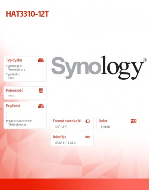 12TB Synology Plus HDD SATA 3,5 palca