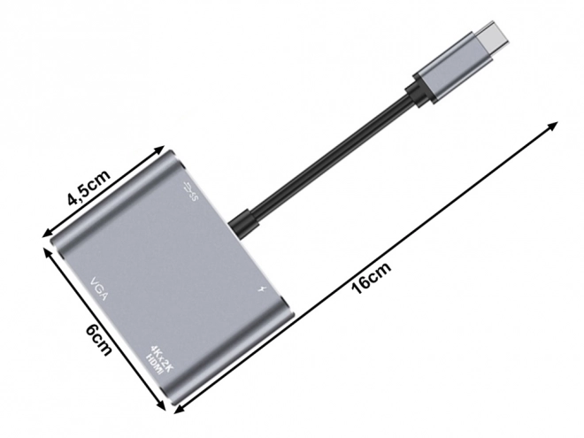 Adaptér USB-C HDMI 4K VGA Hub s Power Delivery